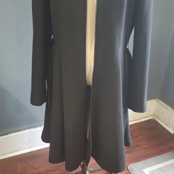 Dawn Levy NY Fergie  Black Fit & flare  Belted Wool  Coat  Sz L - Picture 13 of 17